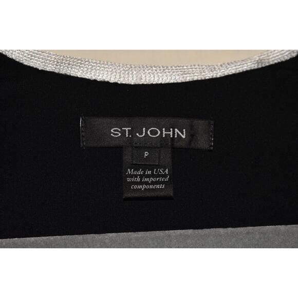 ST. JOHN COLLECTION $995 Sleeveless A-Line Midi Dress in‎ Black/White Size P - Picture 4 of 5